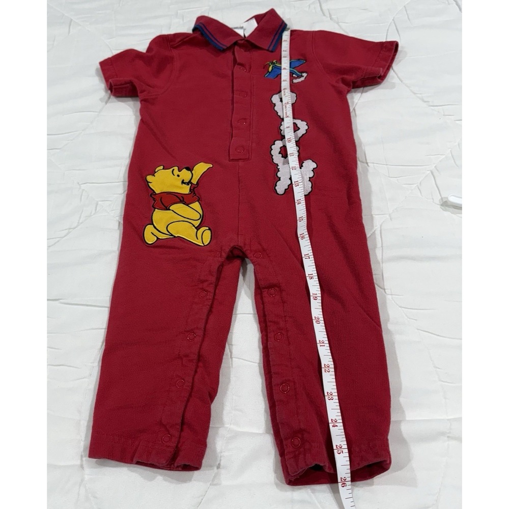 VTG 90s Y2K Disney Winnie the Pooh Romper Red Pooh Airplane Baby 18M Rare HTF - Picture 14 of 16